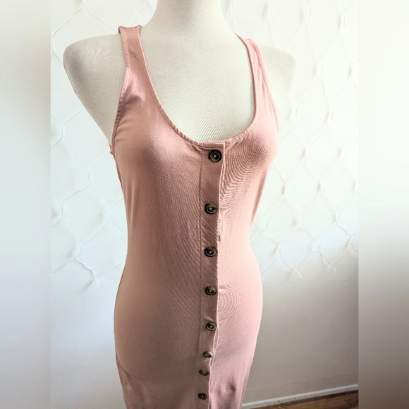 Tank Dress / Dusky Pink / Button Down / Size Medium - Picture 3 of 4